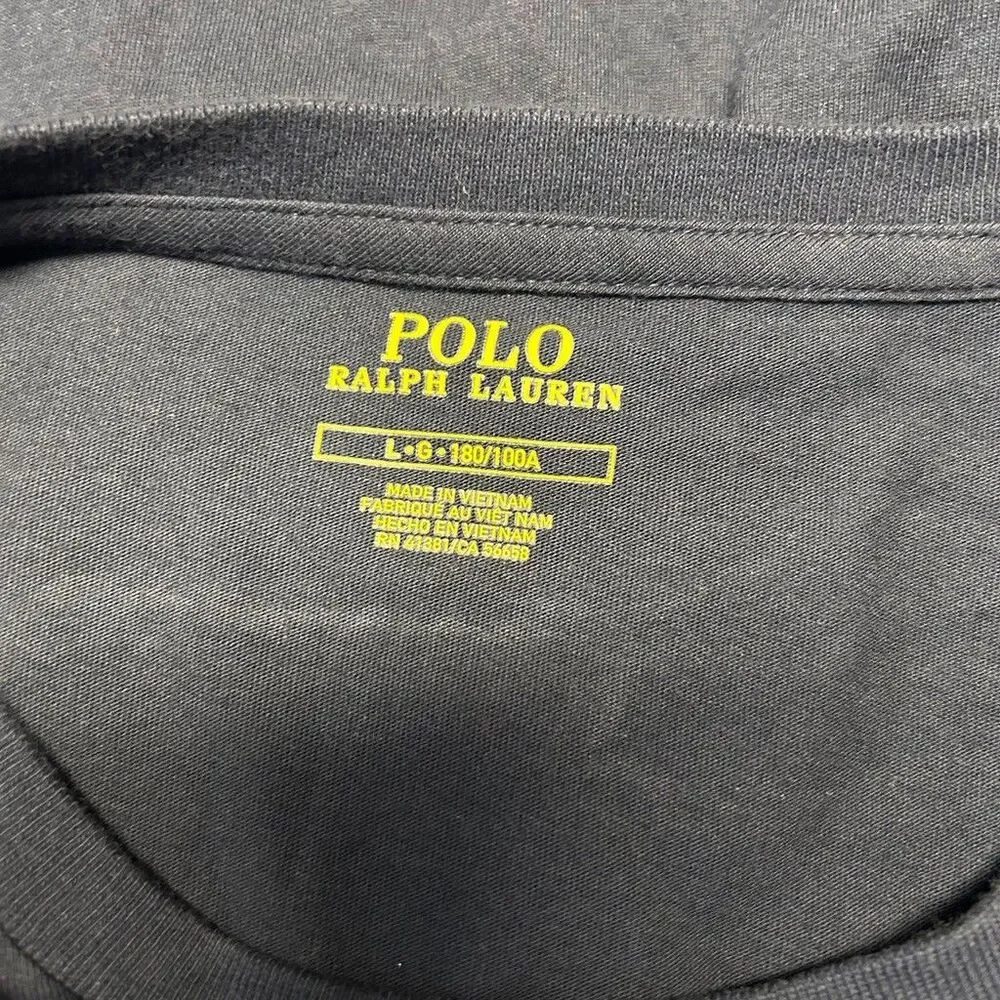 Polo Ralph Lauren T-Shirt Mens Large Navy Blue Red Pony Logo Cotton Crew Neck - Picture 5 of 7